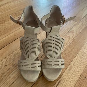 Nude Caged Block Heel Sandal